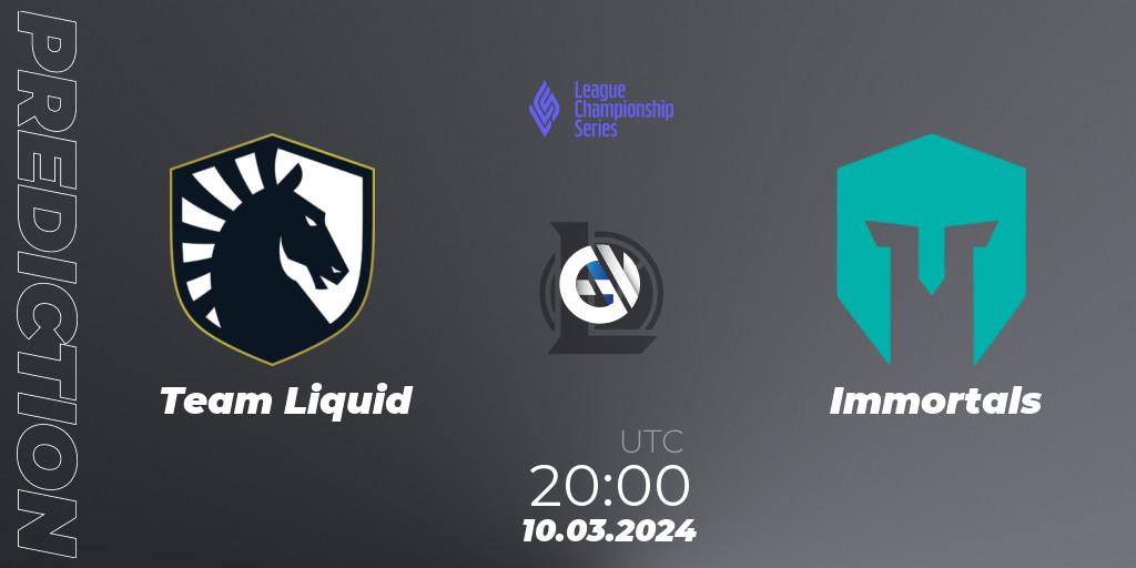 Team Liquid contre Immortals : prédiction de match. 10.03.24. LoL, LCS Spring 2024 - Group Stage