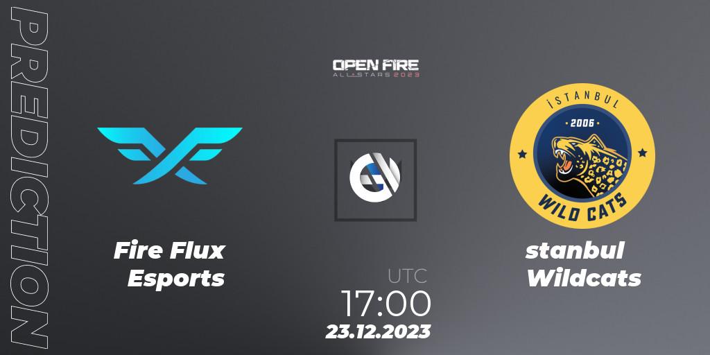 Fire Flux Esports contre İstanbul Wildcats : prédiction de match. 23.12.2023 at 17:45. VALORANT, Open Fire All Stars 2023