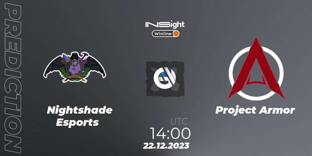 Nightshade Esports contre Project Armor : prédiction de match. 22.12.2023 at 14:59. Dota 2, Winline Insight Season 4