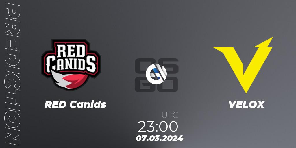 RED Canids contre VELOX : prédiction de match. 07.03.2024 at 23:05. Counter-Strike (CS2), RES Latin American Series #2