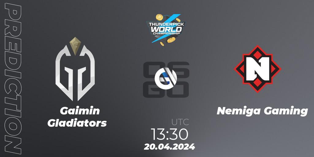 Gaimin Gladiators contre Nemiga Gaming : prédiction de match. 20.04.24. CS2 (CS:GO), Thunderpick World Championship 2024: European Series #1