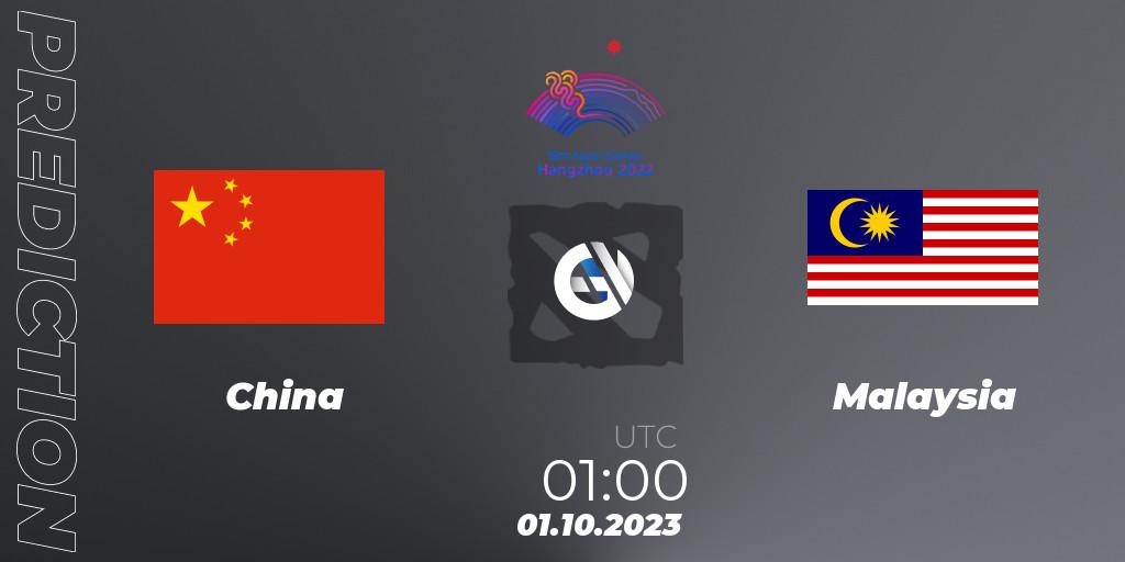 China contre Malaysia : prédiction de match. 01.10.2023 at 01:00. Dota 2, 2022 Asian Games