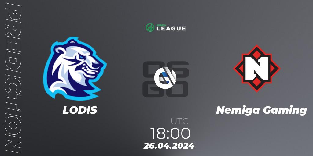 LODIS contre Nemiga Gaming : prédiction de match. 06.05.2024 at 18:00. Counter-Strike (CS2), ESEA Season 49: Advanced Division - Europe