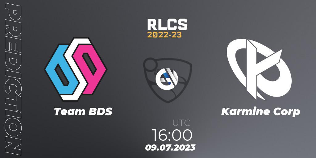 Team BDS contre Karmine Corp : prédiction de match. 09.07.2023 at 16:00. Rocket League, RLCS 2022-23 Spring Major