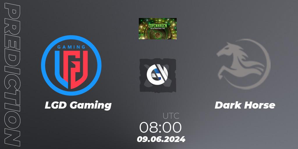 LGD Gaming contre Dark Horse : prédiction de match. 09.06.2024 at 08:00. Dota 2, The International 2024 - China Closed Qualifier