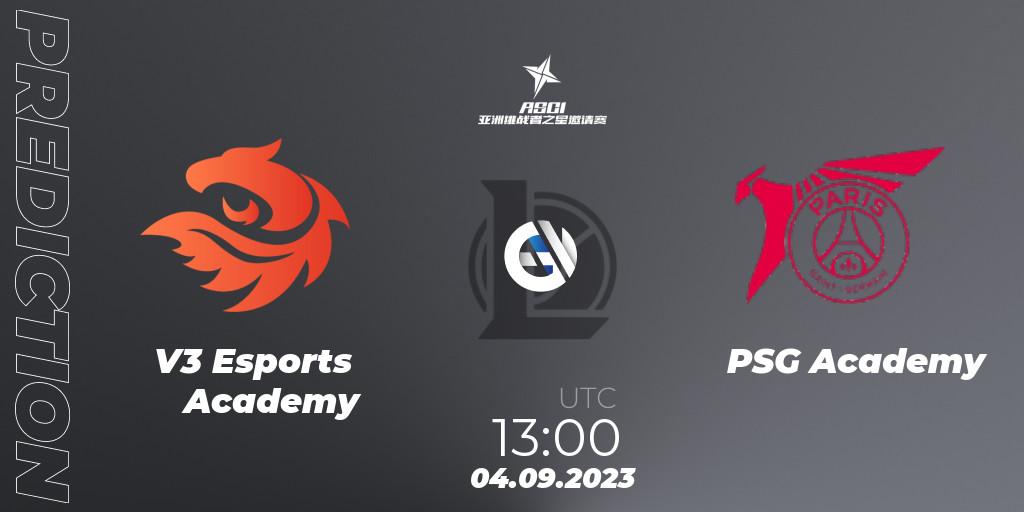 V3 Esports Academy contre PSG Academy : prédiction de match. 04.09.2023 at 13:25. LoL, Asia Star Challengers Invitational 2023