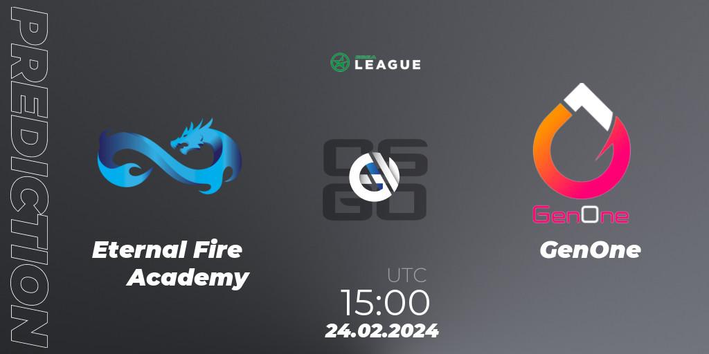 Eternal Fire Academy contre GenOne : prédiction de match. 24.02.24. CS2 (CS:GO), ESEA Season 48: Advanced Division - Europe