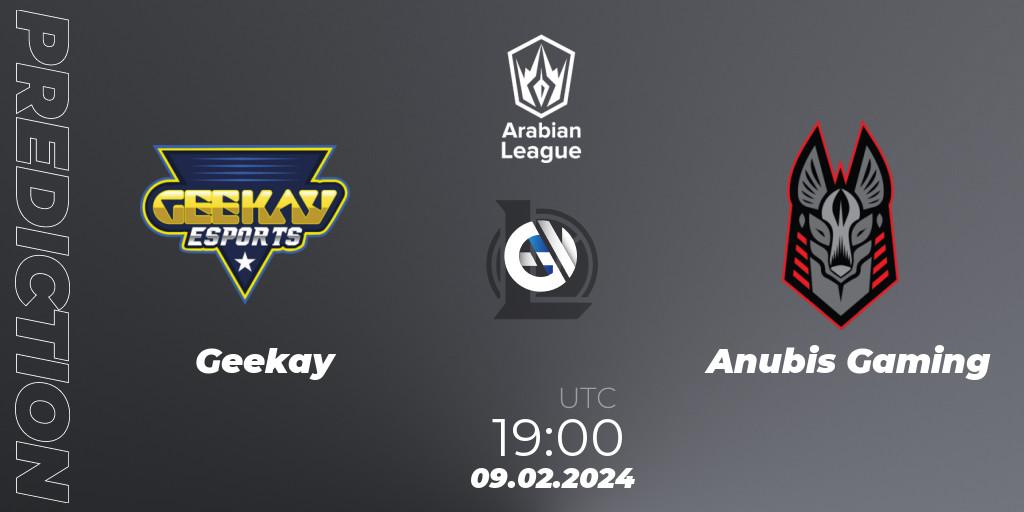 Geekay contre Anubis Gaming : prédiction de match. 09.02.2024 at 19:00. LoL, Arabian League Spring 2024