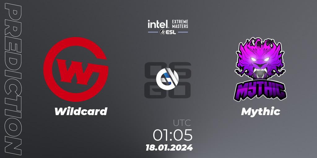 Wildcard contre Mythic : prédiction de match. 18.01.2024 at 01:05. Counter-Strike (CS2), Intel Extreme Masters China 2024: North American Open Qualifier #2