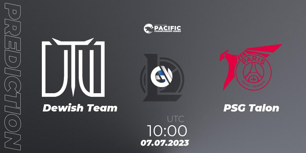 Dewish Team contre PSG Talon : prédiction de match. 07.07.2023 at 10:00. LoL, PACIFIC Championship series Group Stage