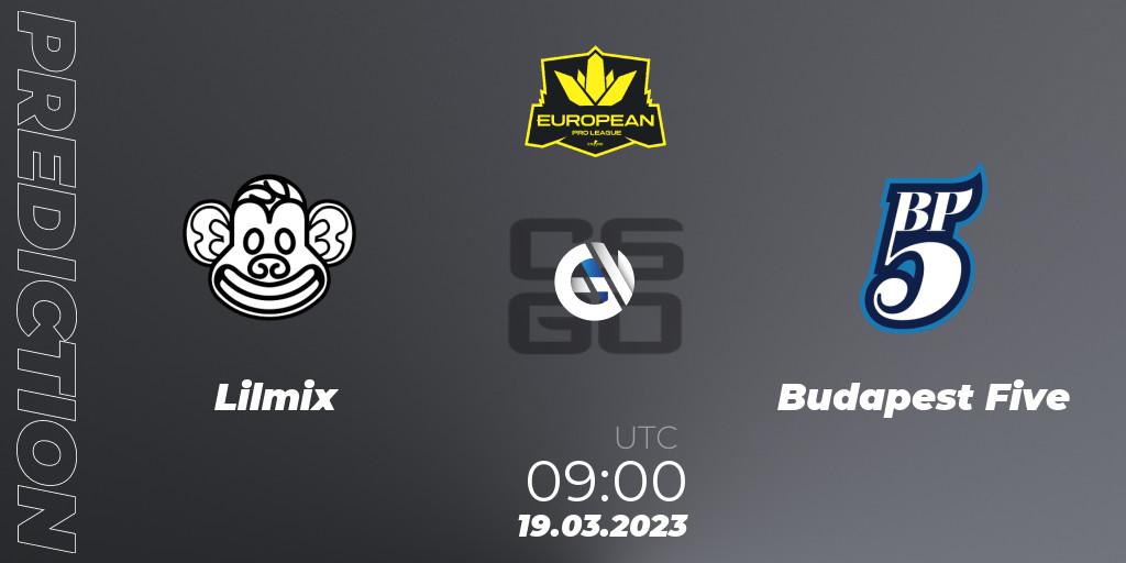 Lilmix contre Budapest Five : prédiction de match. 19.03.23. CS2 (CS:GO), European Pro League Season 7: Division 2