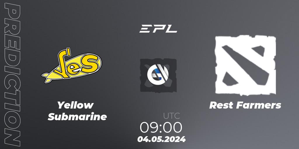 Yellow Submarine contre Rest Farmers : prédiction de match. 01.05.2024 at 12:00. Dota 2, European Pro League Season 18