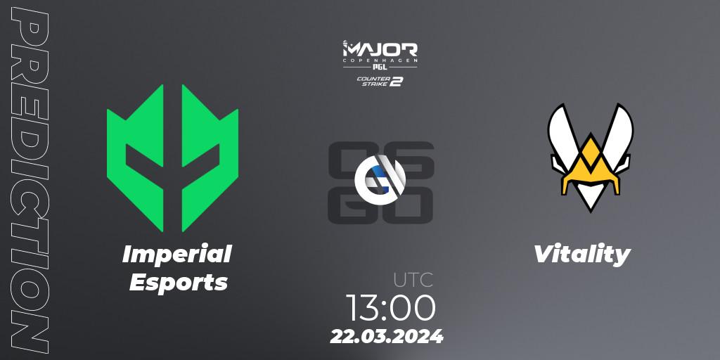 Imperial Esports contre Vitality : prédiction de match. 22.03.24. CS2 (CS:GO), PGL CS2 Major Copenhagen 2024