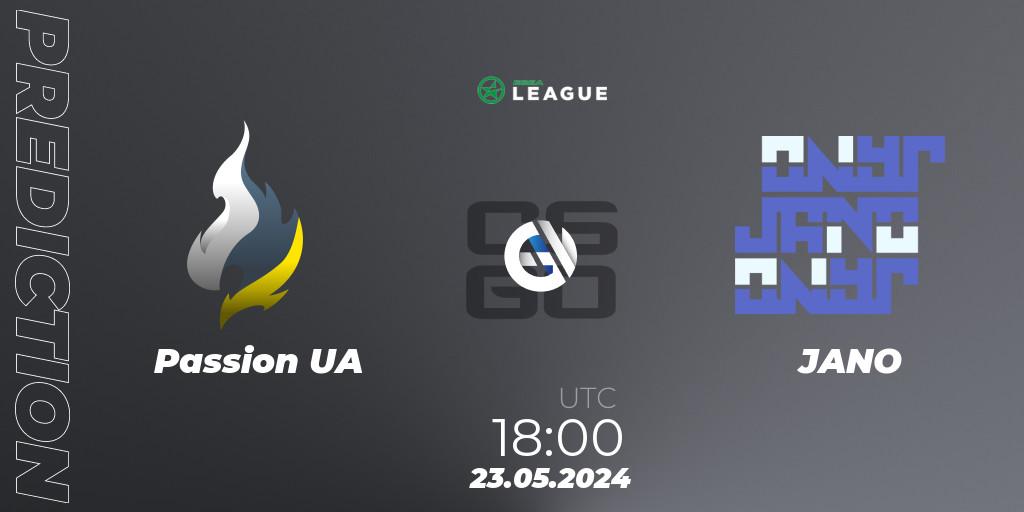 Passion UA contre JANO : prédiction de match. 23.05.2024 at 18:00. Counter-Strike (CS2), ESEA Season 49: Advanced Division - Europe