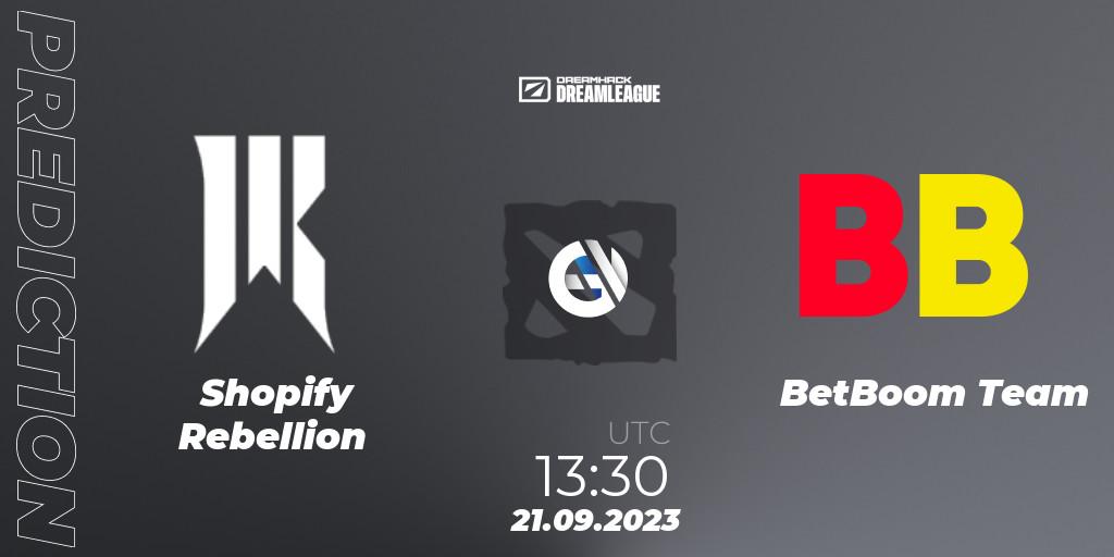 Shopify Rebellion contre BetBoom Team : prédiction de match. 21.09.2023 at 13:25. Dota 2, DreamLeague Season 21