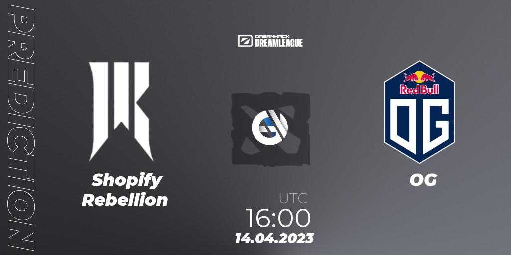 Shopify Rebellion contre OG : prédiction de match. 14.04.2023 at 15:55. Dota 2, DreamLeague Season 19 - Group Stage 2