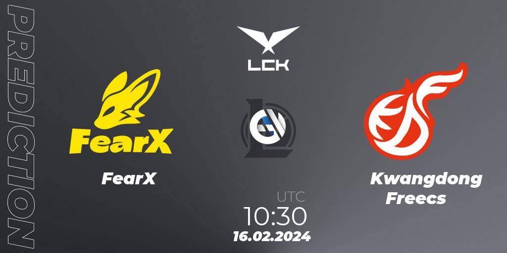 FearX contre Kwangdong Freecs : prédiction de match. 16.02.24. LoL, LCK Spring 2024 - Group Stage