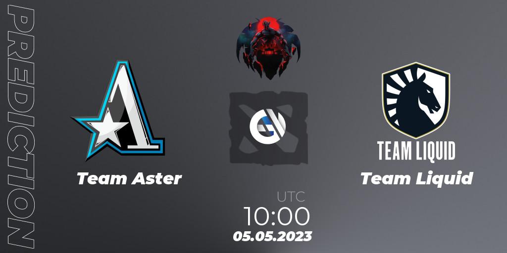 Team Aster contre Team Liquid : prédiction de match. 05.05.2023 at 10:00. Dota 2, The Berlin Major 2023 ESL