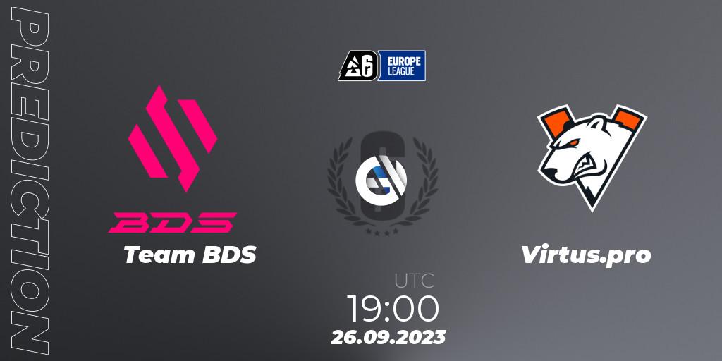 Team BDS contre Virtus.pro : prédiction de match. 26.09.2023 at 19:00. Rainbow Six, Europe League 2023 - Stage 2