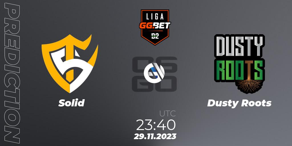 Solid contre Dusty Roots : prédiction de match. 29.11.2023 at 23:00. Counter-Strike (CS2), Dust2 Brasil Liga Season 2