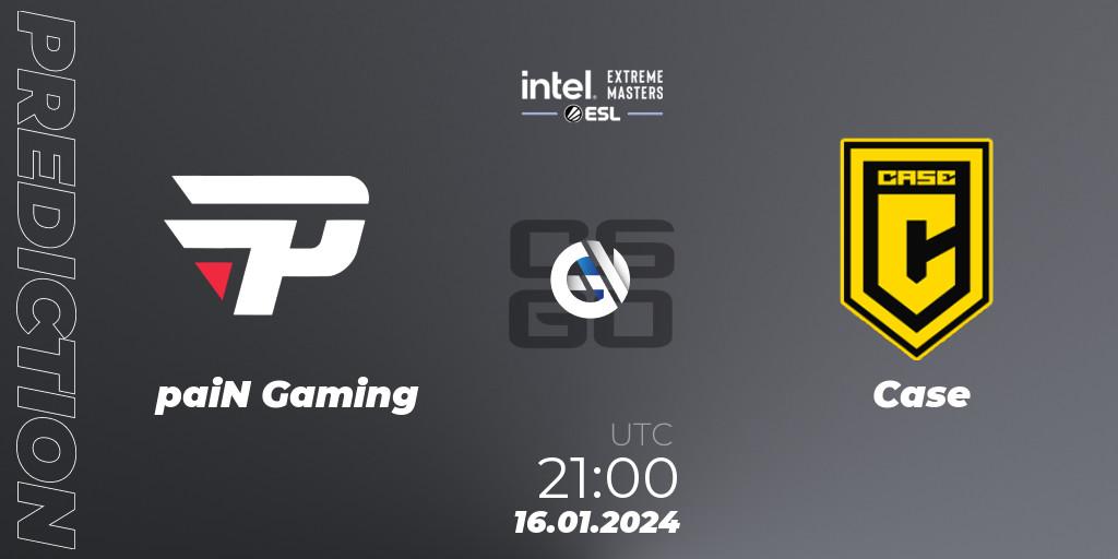 paiN Gaming contre Case : prédiction de match. 16.01.2024 at 21:10. Counter-Strike (CS2), Intel Extreme Masters China 2024: South American Open Qualifier #2