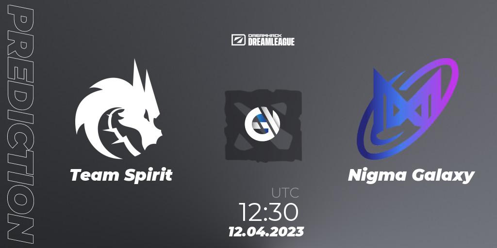 Team Spirit contre Nigma Galaxy : prédiction de match. 12.04.2023 at 12:36. Dota 2, DreamLeague Season 19 - Group Stage 1