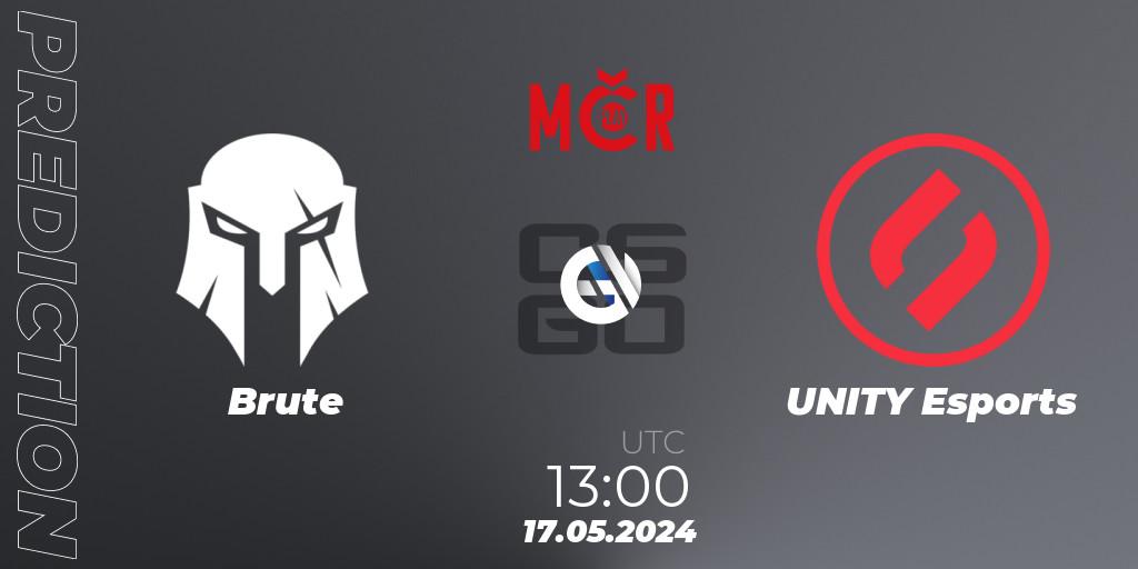 Brute contre UNITY Esports : prédiction de match. 17.05.2024 at 13:00. Counter-Strike (CS2), Tipsport Cup Spring 2024: Online Stage
