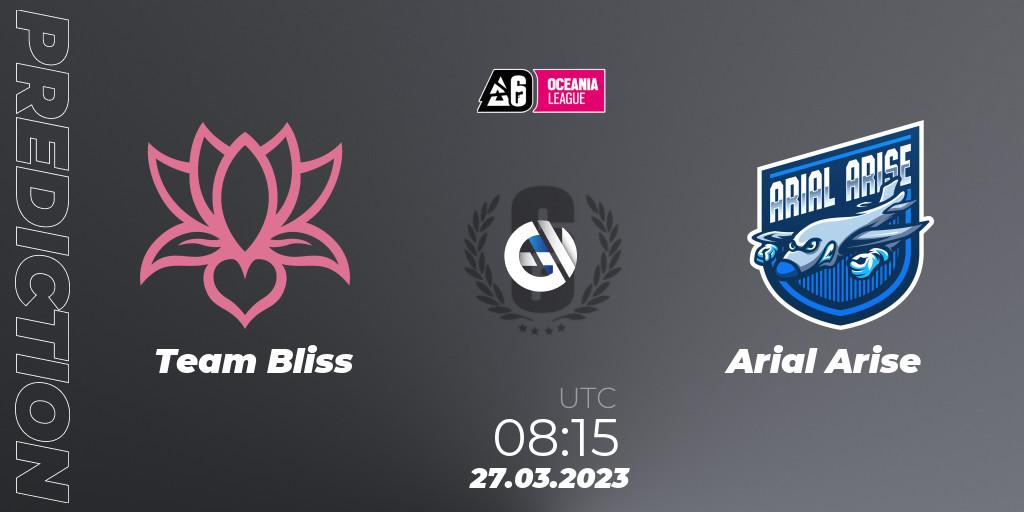 Team Bliss contre Arial Arise : prédiction de match. 27.03.23. Rainbow Six, Oceania League 2023 - Stage 1