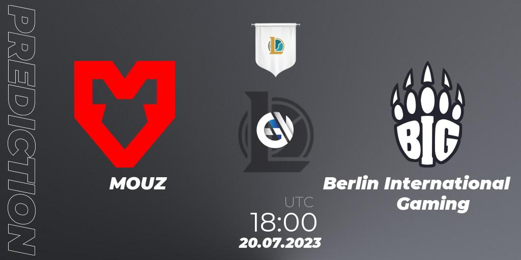 MOUZ contre Berlin International Gaming : prédiction de match. 21.07.2023 at 18:00. LoL, Prime League Summer 2023 - Group Stage