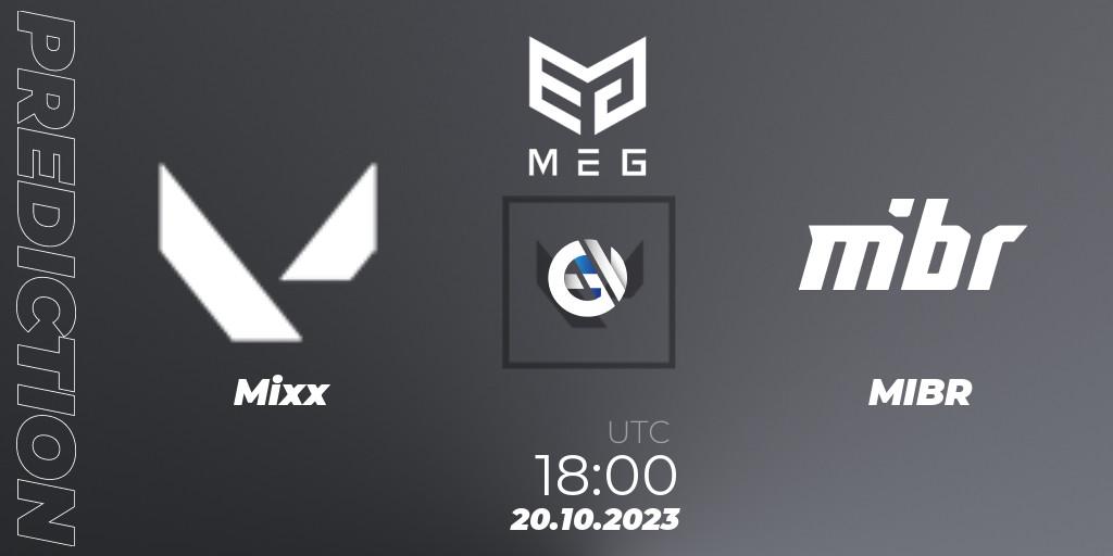 Mixx contre MIBR : prédiction de match. 20.10.2023 at 18:00. VALORANT, Multiplatform Esports Game 2023
