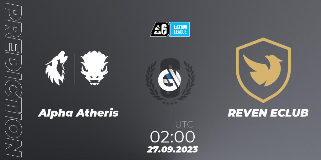 Alpha Atheris contre REVEN ECLUB : prédiction de match. 27.09.2023 at 02:00. Rainbow Six, LATAM League 2023 - Stage 2