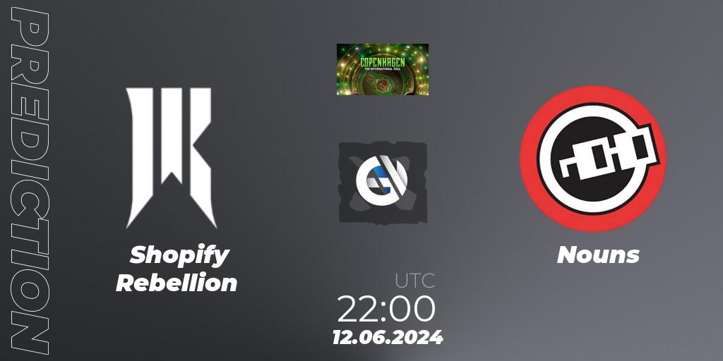 Shopify Rebellion contre Nouns : prédiction de match. 12.06.2024 at 22:20. Dota 2, The International 2024: North America Closed Qualifier