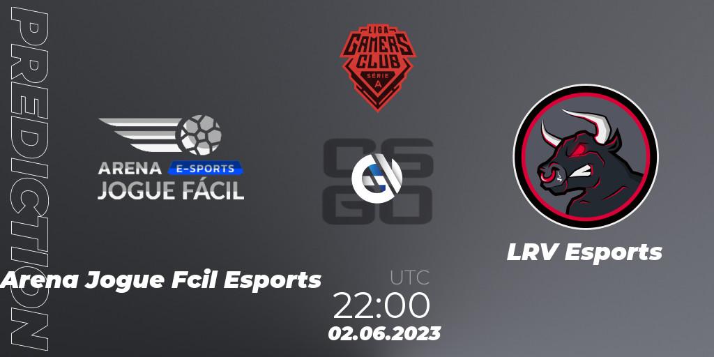  Arena Jogue Fácil Esports contre LRV Esports : prédiction de match. 02.06.2023 at 22:00. Counter-Strike (CS2), Gamers Club Liga Série A: May 2023