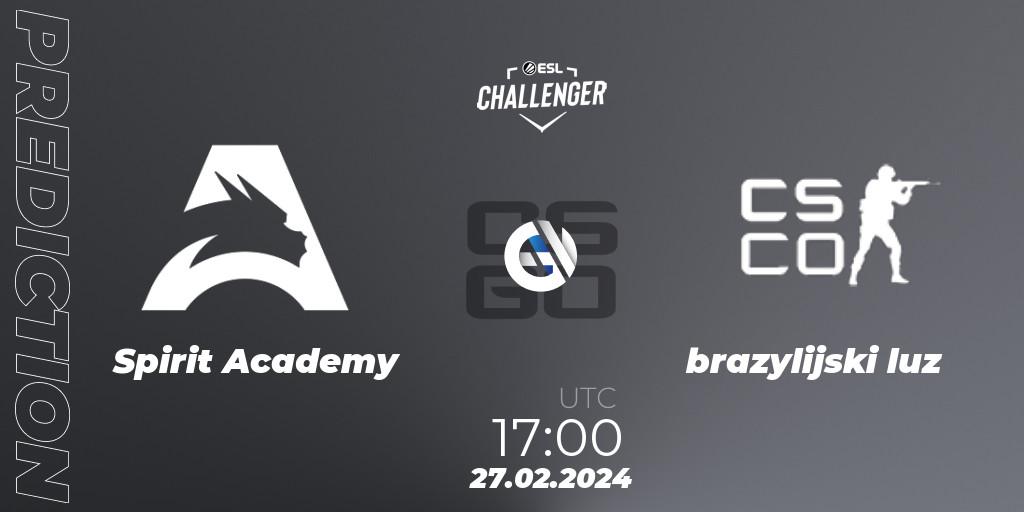 Spirit Academy contre brazylijski luz : prédiction de match. 27.02.24. CS2 (CS:GO), ESL Challenger #56: European Open Qualifier