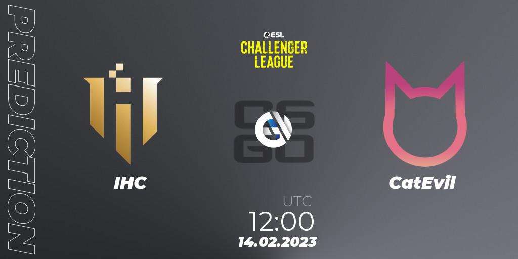 IHC contre CatEvil : prédiction de match. 14.02.2023 at 12:00. Counter-Strike (CS2), ESL Challenger League Season 44: Asia-Pacific