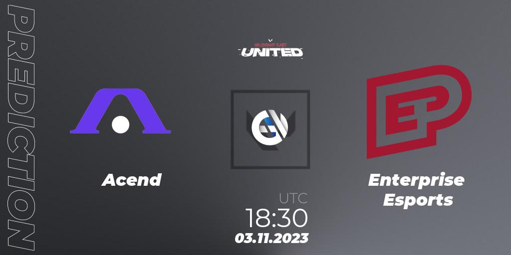 Acend contre Enterprise Esports : prédiction de match. 03.11.2023 at 18:30. VALORANT, VALORANT East: United: Season 2: Stage 3 - Finals