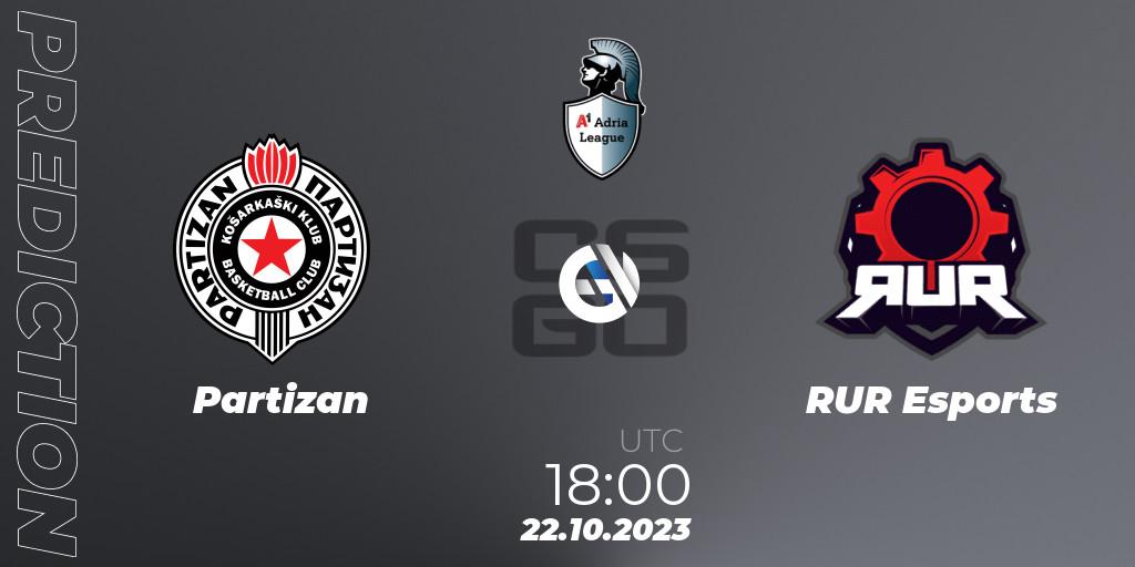 Partizan contre RUR Esports : prédiction de match. 22.10.23. CS2 (CS:GO), A1 Adria League Season 12