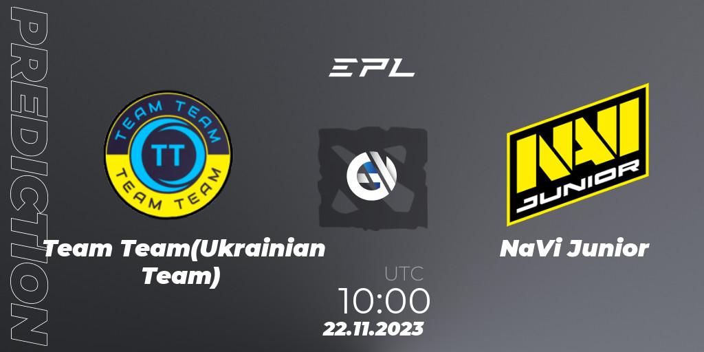 Team Team(Ukrainian Team) contre NaVi Junior : prédiction de match. 22.11.23. Dota 2, European Pro League Season 14