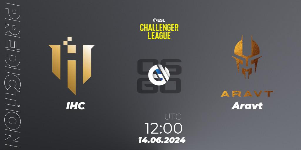 IHC contre Aravt : prédiction de match. 14.06.2024 at 12:00. Counter-Strike (CS2), ESL Challenger League Season 47 Relegation: Asia
