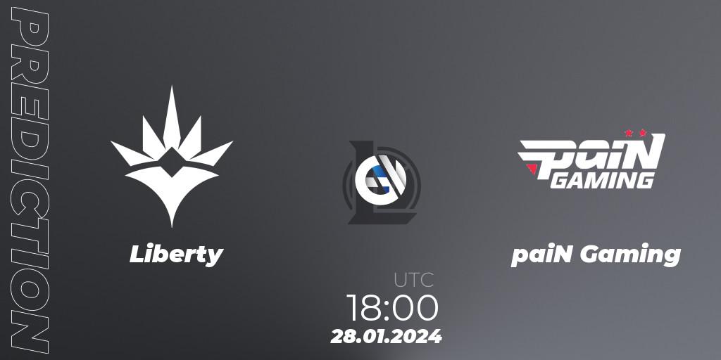 Liberty contre paiN Gaming : prédiction de match. 28.01.2024 at 18:00. LoL, CBLOL Split 1 2024 - Group Stage