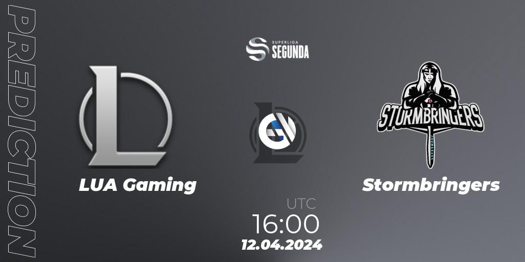 LUA Gaming contre Stormbringers : prédiction de match. 12.04.2024 at 16:00. LoL, Liga de Videojuegos Profesional