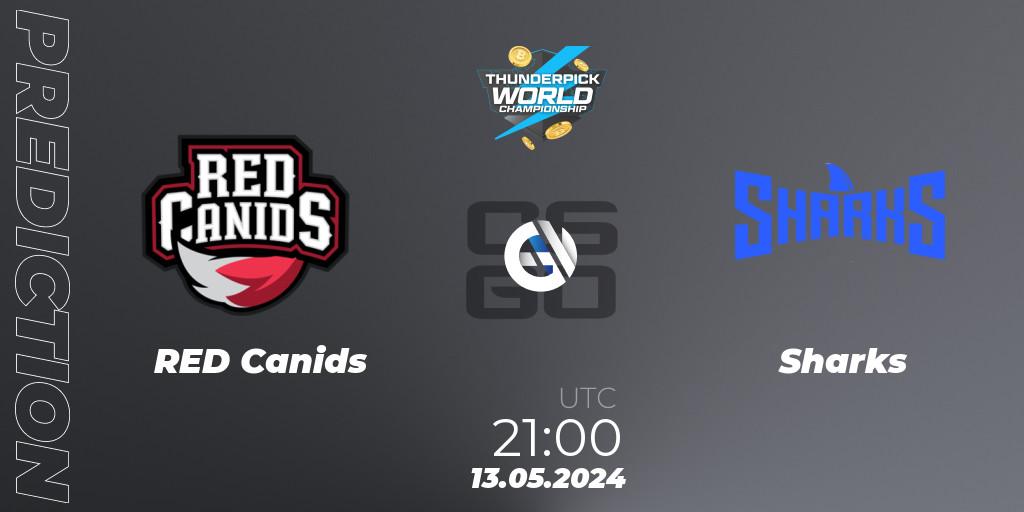 RED Canids contre Sharks : prédiction de match. 13.05.2024 at 21:00. Counter-Strike (CS2), Thunderpick World Championship 2024: South American Series #1