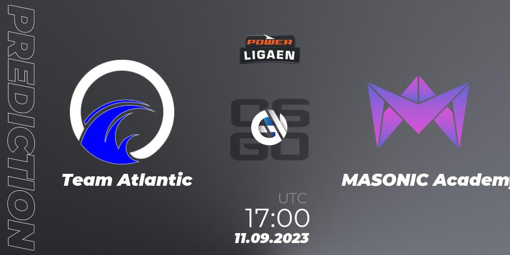 Team Atlantic contre MASONIC Academy : prédiction de match. 11.09.2023 at 17:00. Counter-Strike (CS2), POWER Ligaen Season 24 Finals