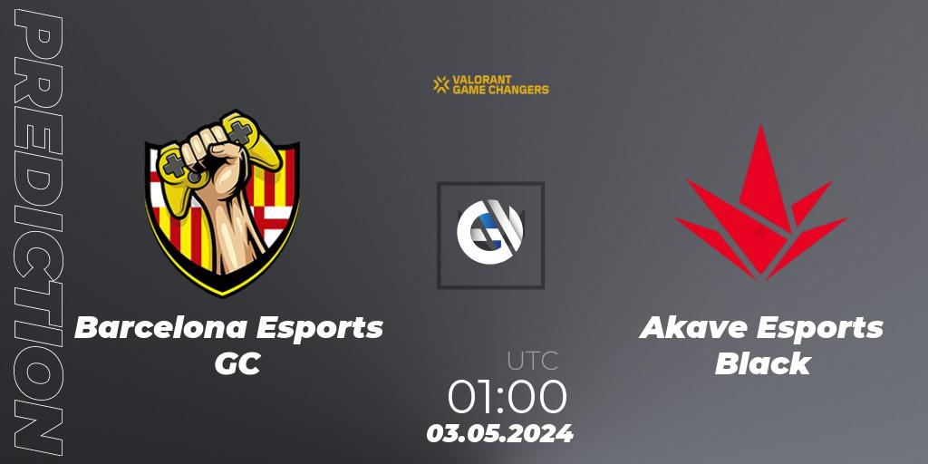 Barcelona Esports GC contre Akave Esports Black : prédiction de match. 03.05.2024 at 01:00. VALORANT, VCT 2024: Game Changers LAN - Opening