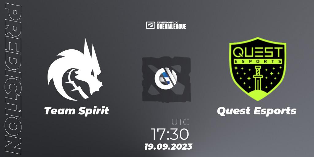 Team Spirit contre PSG Quest : prédiction de match. 19.09.2023 at 17:30. Dota 2, DreamLeague Season 21