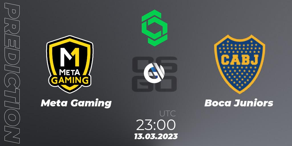 Meta Gaming Brasil contre Boca Juniors : prédiction de match. 14.03.2023 at 00:00. Counter-Strike (CS2), CCT South America Series #5