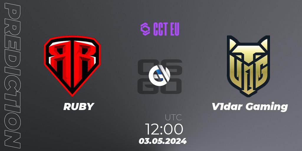 RUBY contre V1dar Gaming : prédiction de match. 03.05.2024 at 12:20. Counter-Strike (CS2), CCT Season 2 Europe Series 2 