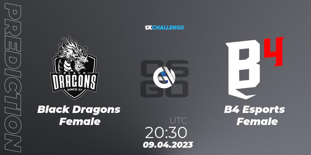 Black Dragons Female contre B4 Esports Female : prédiction de match. 09.04.23. CS2 (CS:GO), 1xChallenge