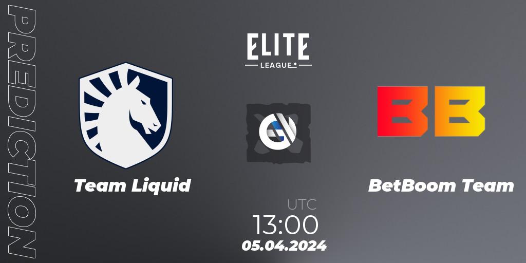 Team Liquid contre BetBoom Team : prédiction de match. 05.04.24. Dota 2, Elite League: Round-Robin Stage