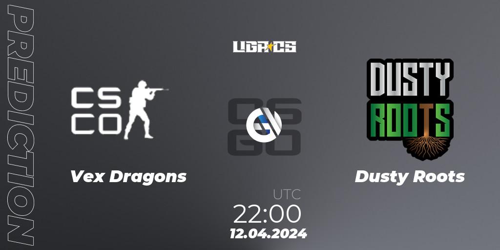 Vex Dragons contre Dusty Roots : prédiction de match. 12.04.2024 at 22:00. Counter-Strike (CS2), LIGA CS: Summer 2024